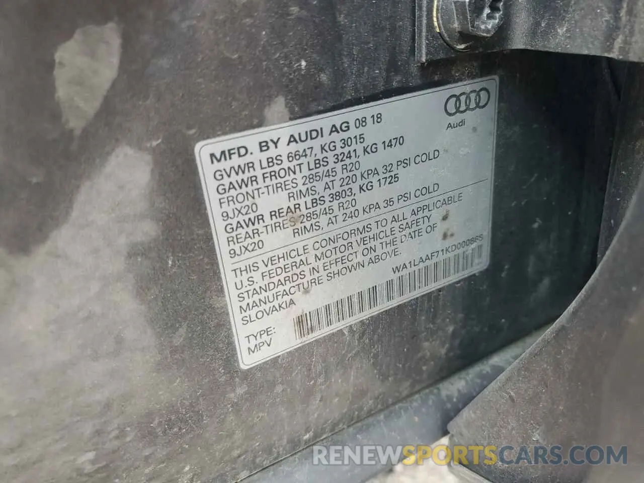 12 fotografías del automóvil dañado WA1LAAF71KD000888 AUDI Q7 2019
