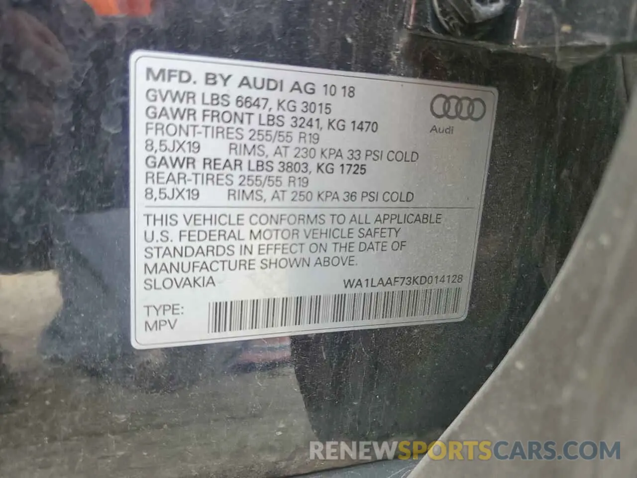 13 fotografías del automóvil dañado WA1LAAF73KD014128 AUDI Q7 2019