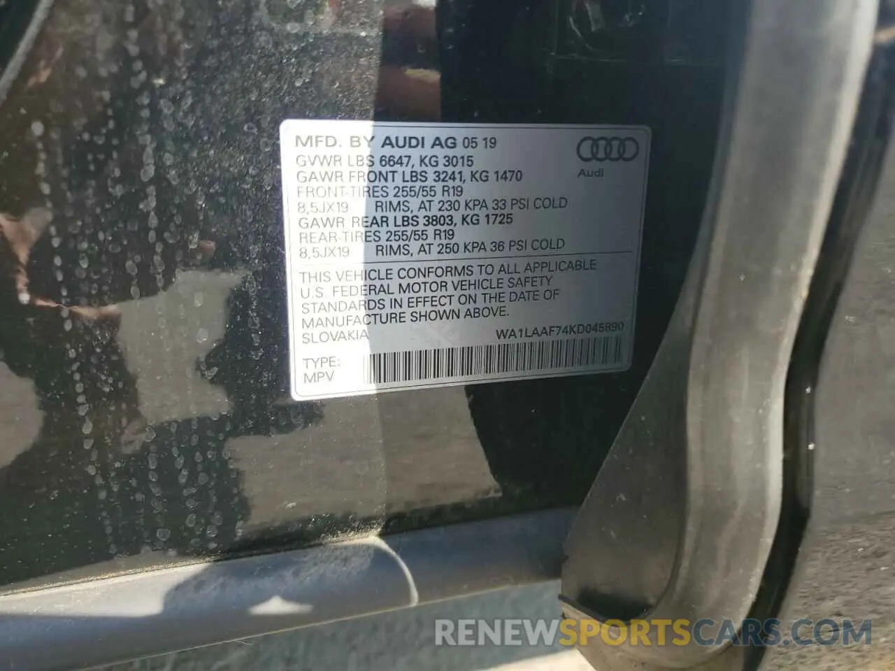 14 fotografías del automóvil dañado WA1LAAF74KD045890 AUDI Q7 2019