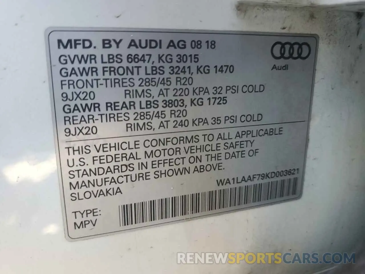 14 fotografías del automóvil dañado WA1LAAF79KD003621 AUDI Q7 2019