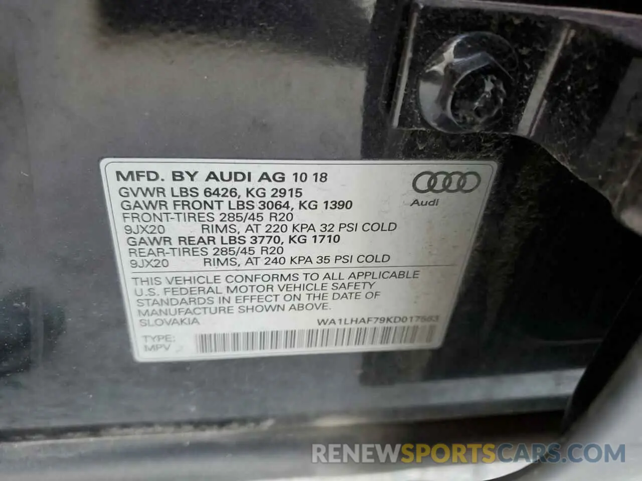 13 fotografías del automóvil dañado WA1LHAF79KD017563 AUDI Q7 2019