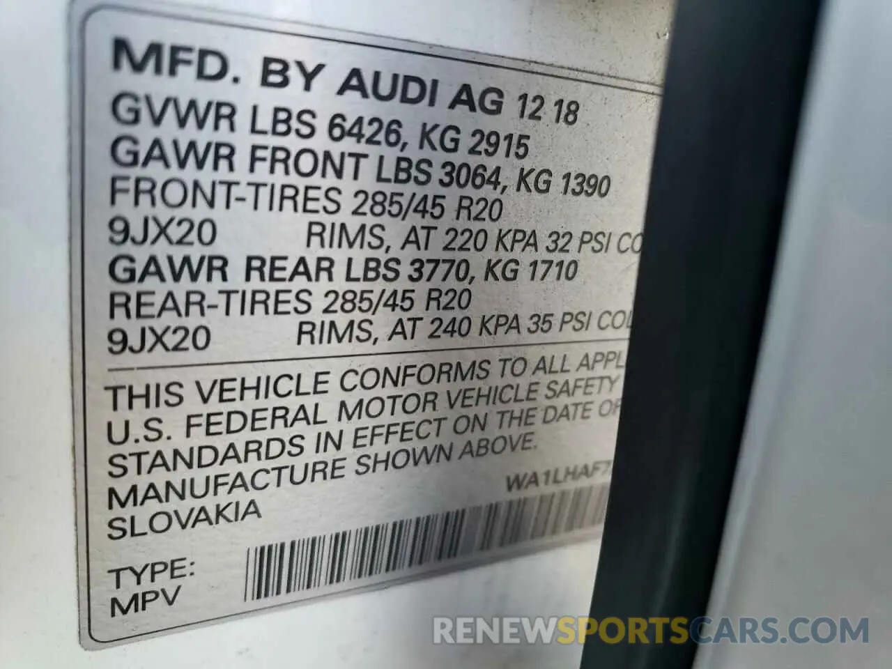 14 fotografías del automóvil dañado WA1LHAF7XKD026787 AUDI Q7 2019