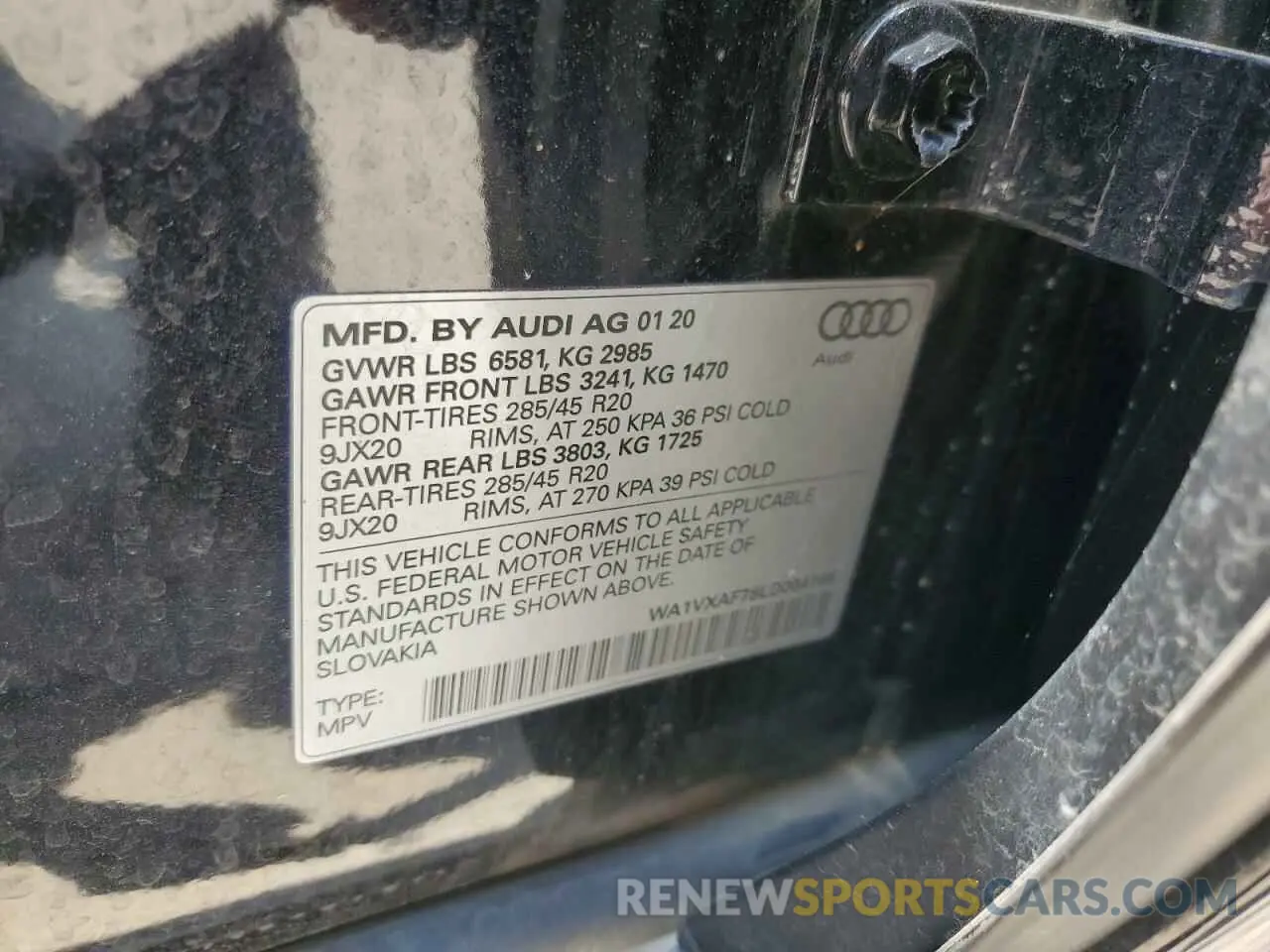 13 fotografías del automóvil dañado WA1VXAF78LD004185 AUDI Q7 2020