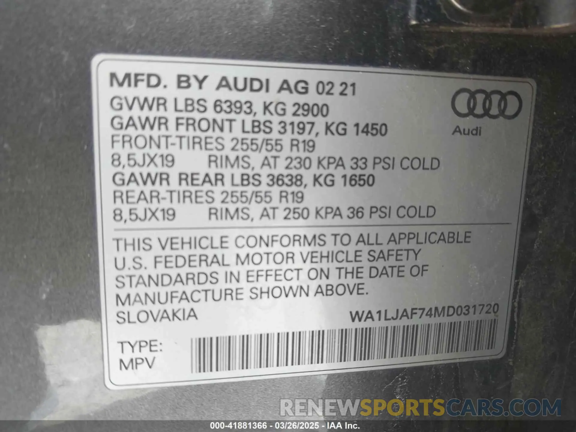 9 fotografías del automóvil dañado WA1LJAF74MD031720 AUDI Q7 2021