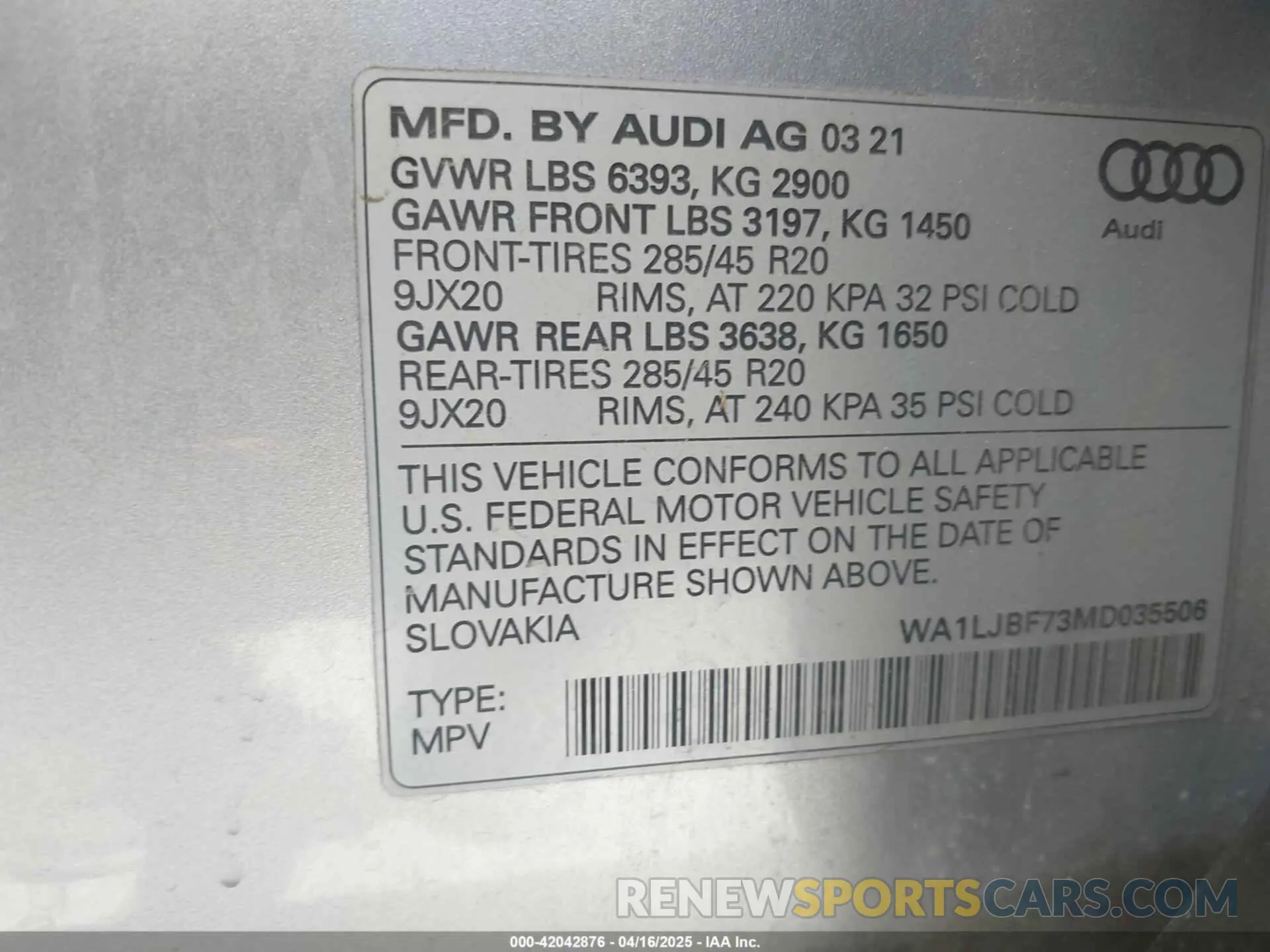 9 fotografías del automóvil dañado WA1LJBF73MD035506 AUDI Q7 2021