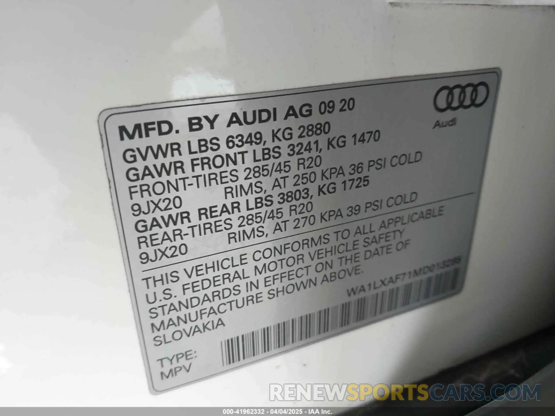 9 fotografías del automóvil dañado WA1LXAF71MD013285 AUDI Q7 2021