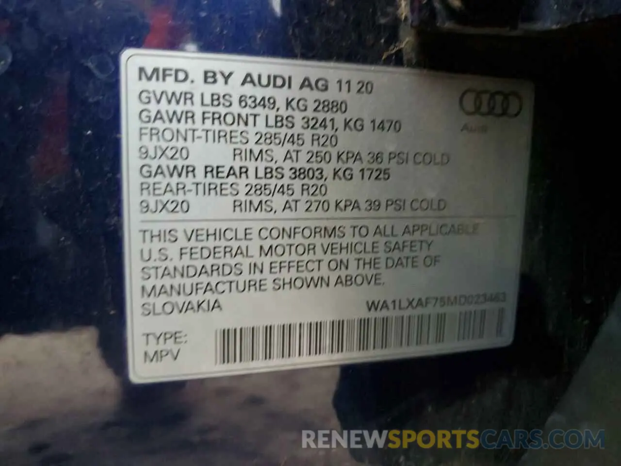 14 fotografías del automóvil dañado WA1LXAF75MD023463 AUDI Q7 2021