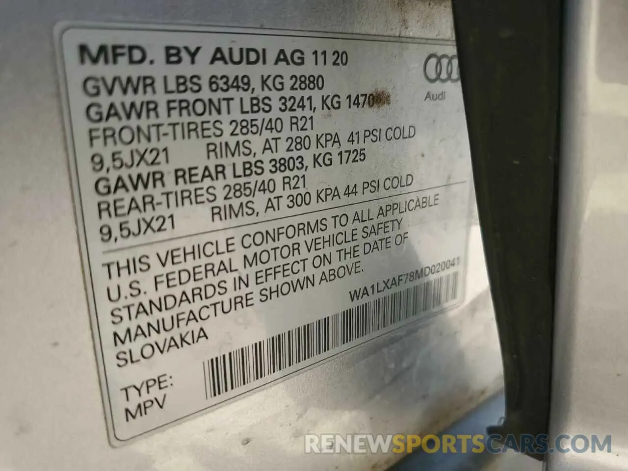 14 fotografías del automóvil dañado WA1LXAF78MD020041 AUDI Q7 2021