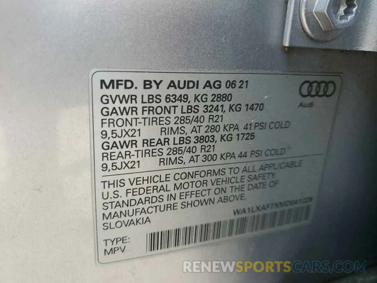 16 fotografías del automóvil dañado WA1LXAF7XMD041229 AUDI Q7 2021