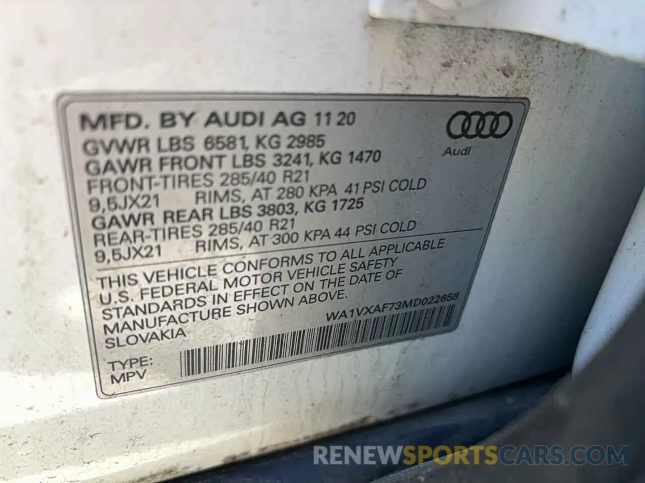 13 fotografías del automóvil dañado WA1VXAF73MD022658 AUDI Q7 2021