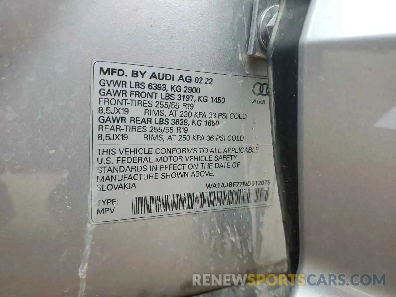 13 fotografías del automóvil dañado WA1AJBF77ND012075 AUDI Q7 2022