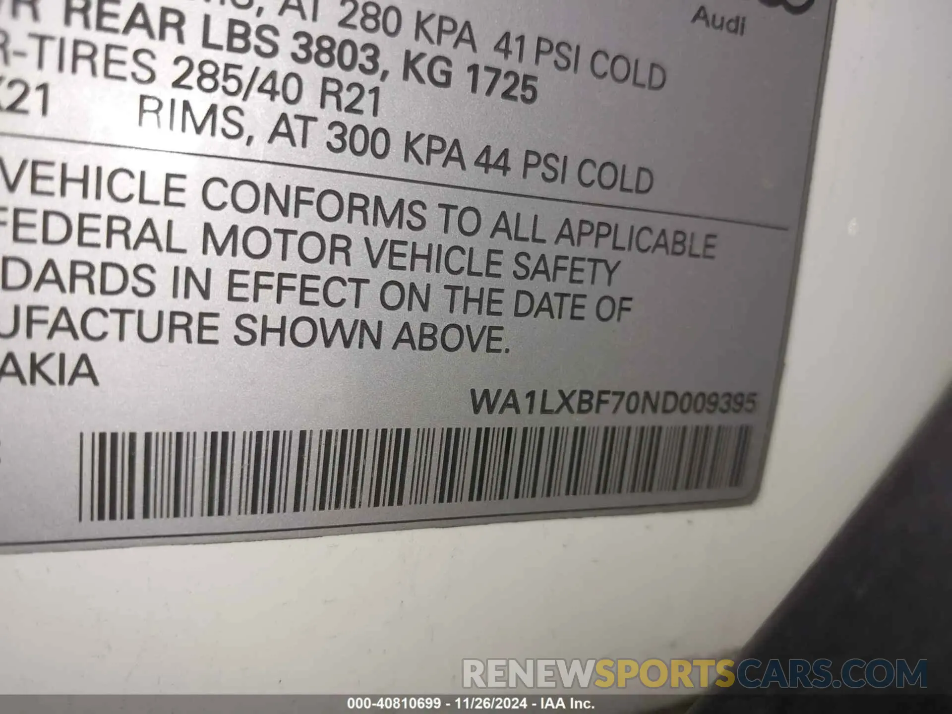 9 fotografías del automóvil dañado WA1LXBF70ND009395 AUDI Q7 2022