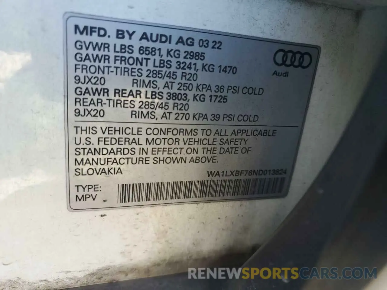13 fotografías del automóvil dañado WA1LXBF76ND013824 AUDI Q7 2022