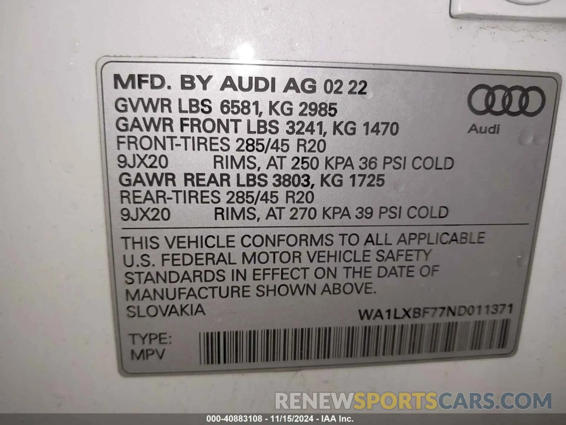 9 fotografías del automóvil dañado WA1LXBF77ND011371 AUDI Q7 2022