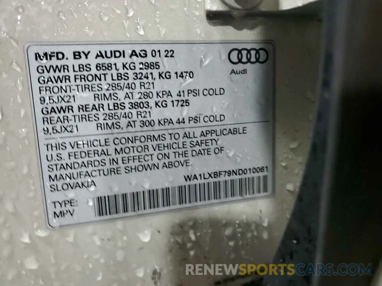 14 fotografías del automóvil dañado WA1LXBF79ND010061 AUDI Q7 2022