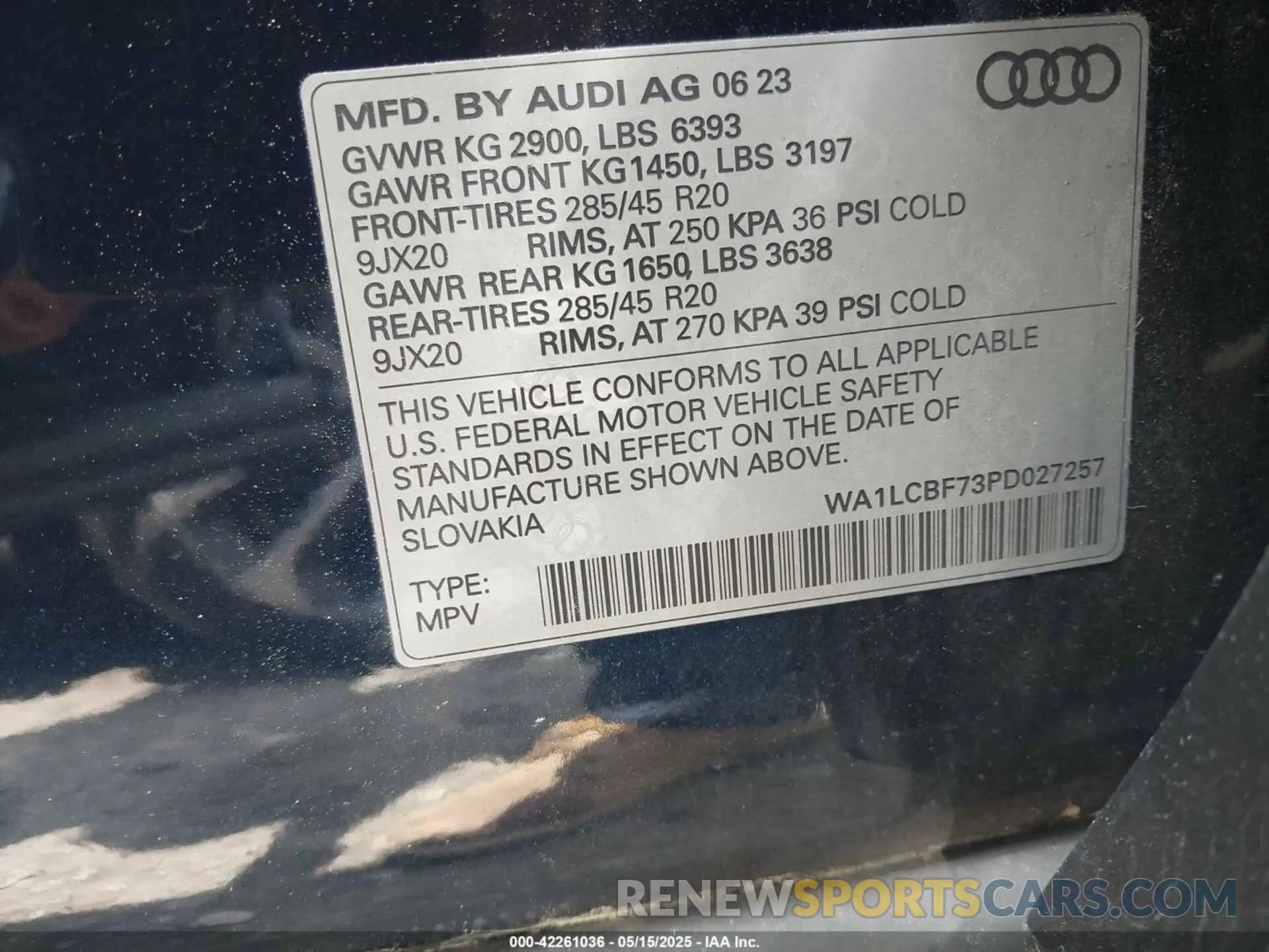 9 fotografías del automóvil dañado WA1LCBF73PD027257 AUDI Q7 2023