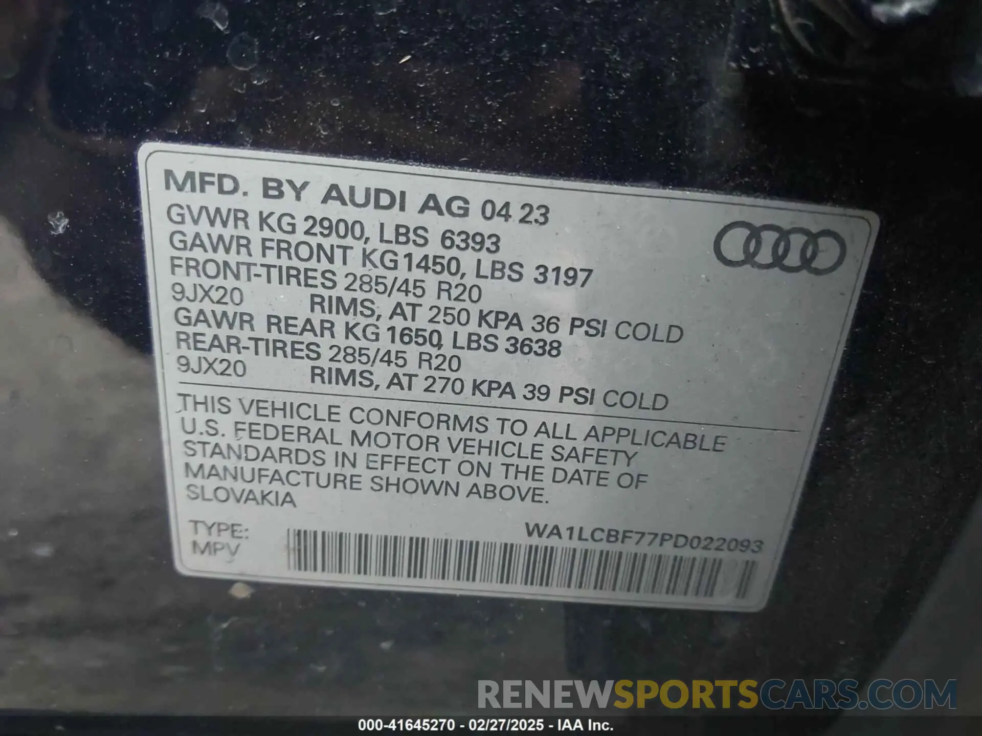 9 fotografías del automóvil dañado WA1LCBF77PD022093 AUDI Q7 2023