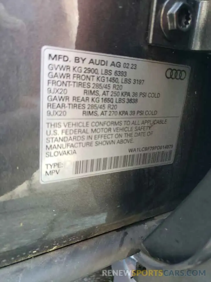 13 fotografías del automóvil dañado WA1LCBF79PD014979 AUDI Q7 2023