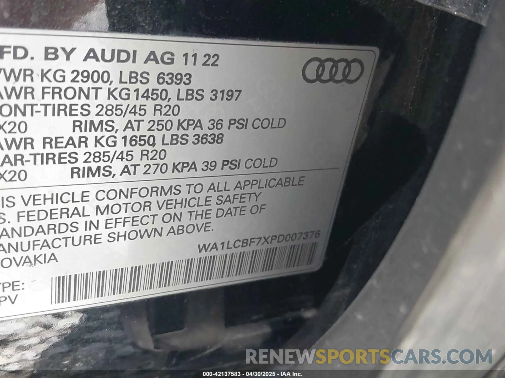 9 fotografías del automóvil dañado WA1LCBF7XPD007376 AUDI Q7 2023