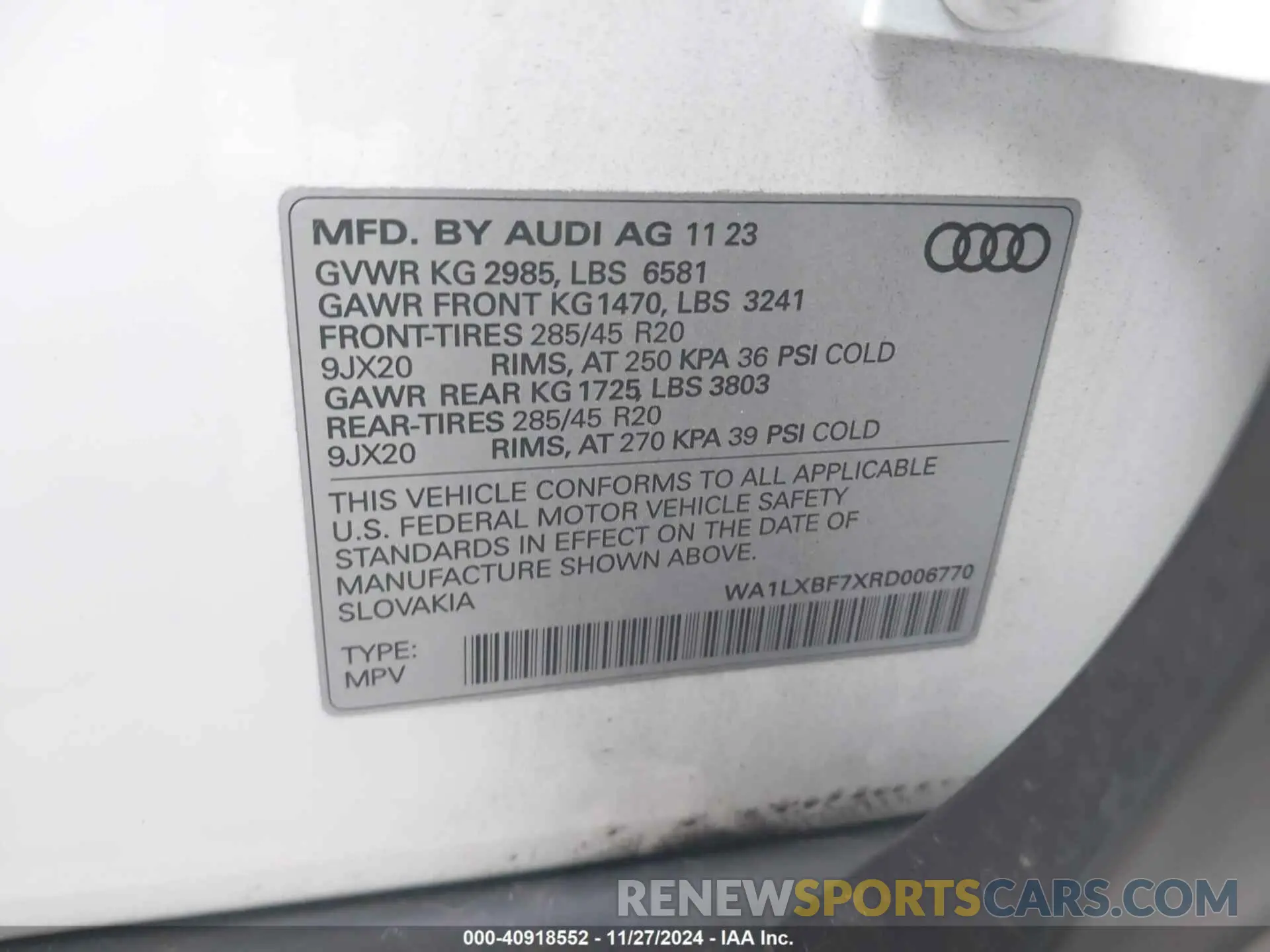 9 fotografías del automóvil dañado WA1LXBF7XRD006770 AUDI Q7 2024