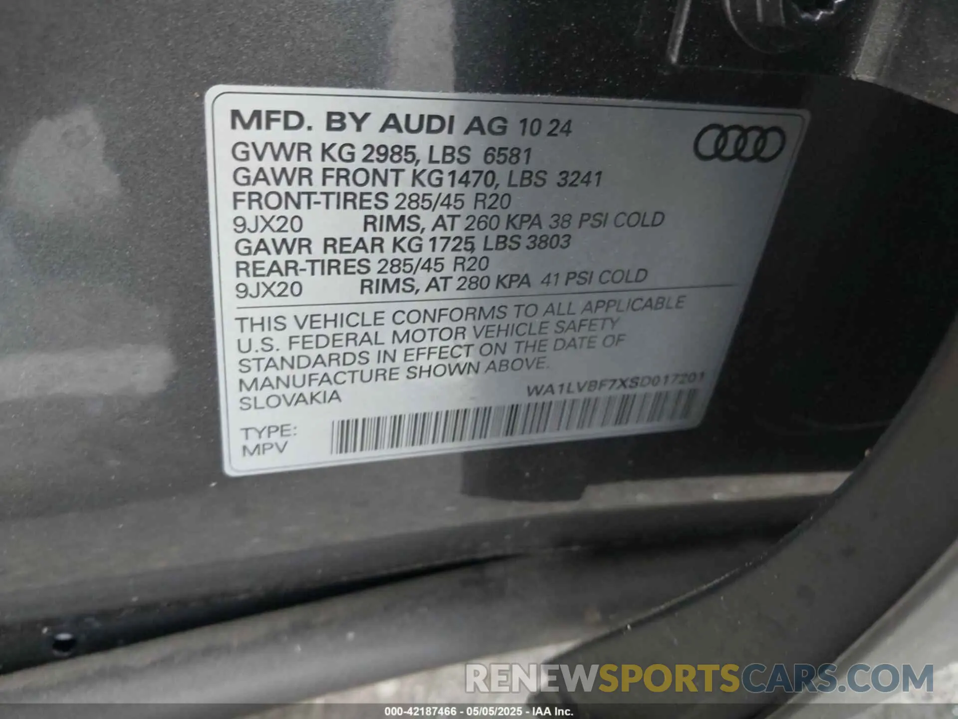 9 fotografías del automóvil dañado WA1LVBF7XSD017201 AUDI Q7 2025