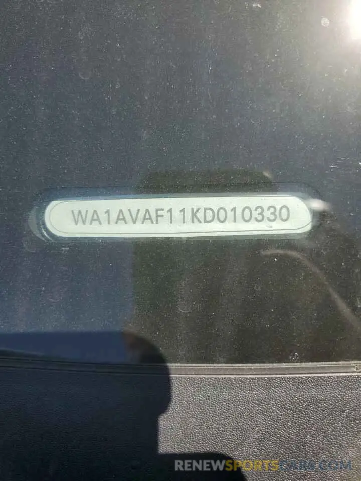 12 fotografías del automóvil dañado WA1AVAF11KD010330 AUDI Q8 2019