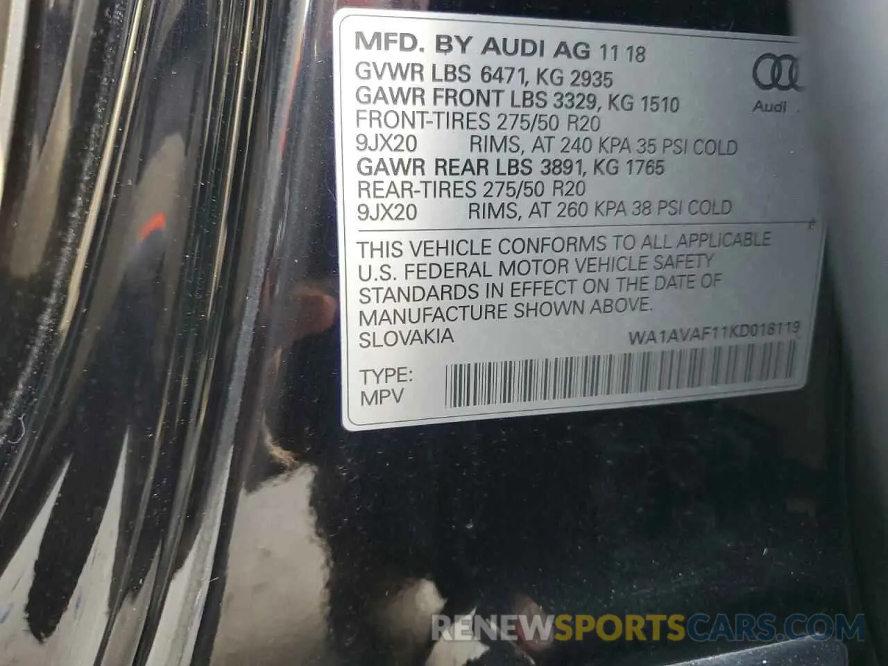 14 fotografías del automóvil dañado WA1AVAF11KD018119 AUDI Q8 2019
