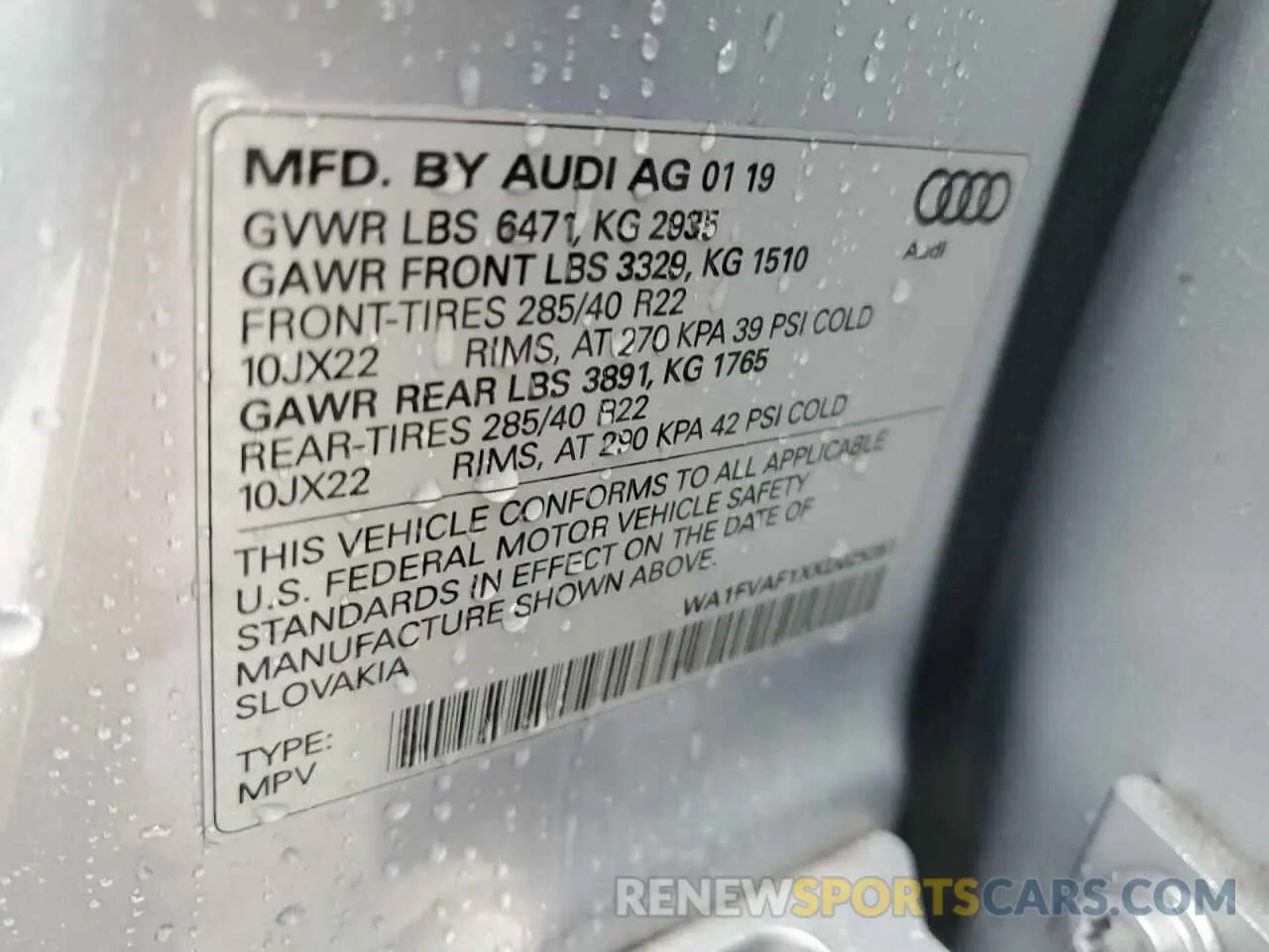13 fotografías del automóvil dañado WA1FVAF1XKD025351 AUDI Q8 2019