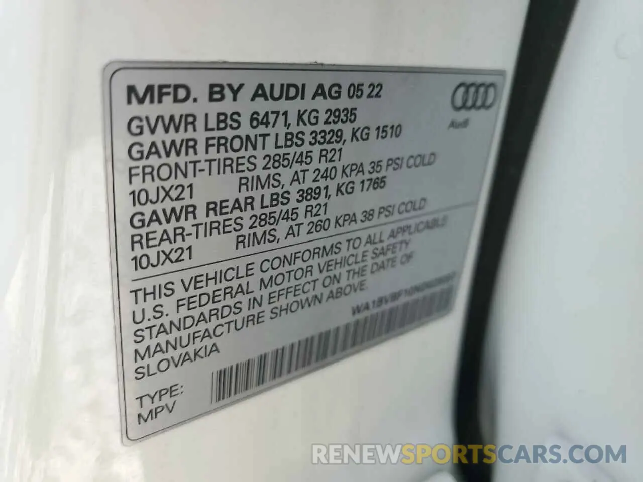 14 fotografías del automóvil dañado WA1BVBF10ND029207 AUDI Q8 2022