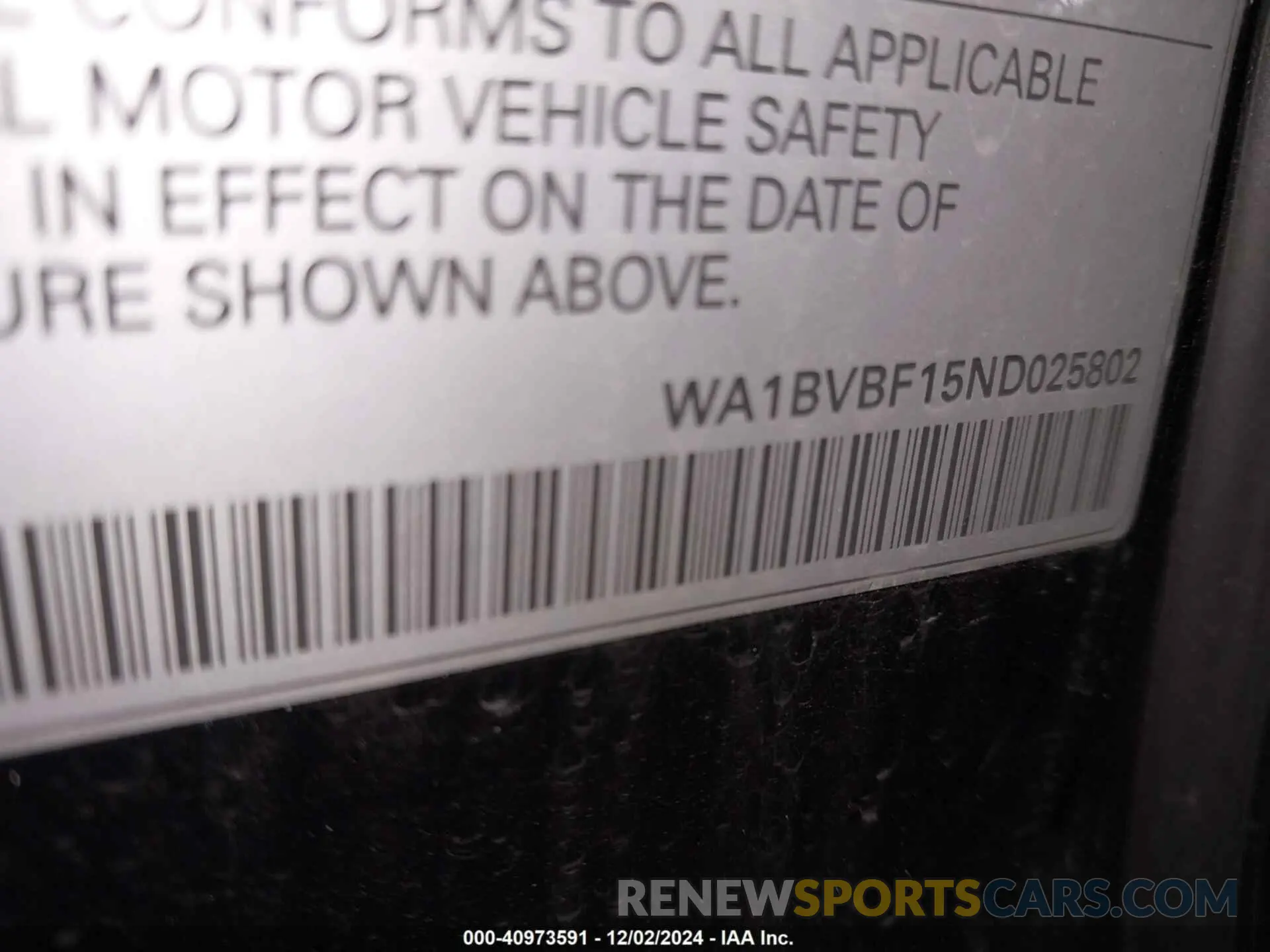 9 fotografías del automóvil dañado WA1BVBF15ND025802 AUDI Q8 2022