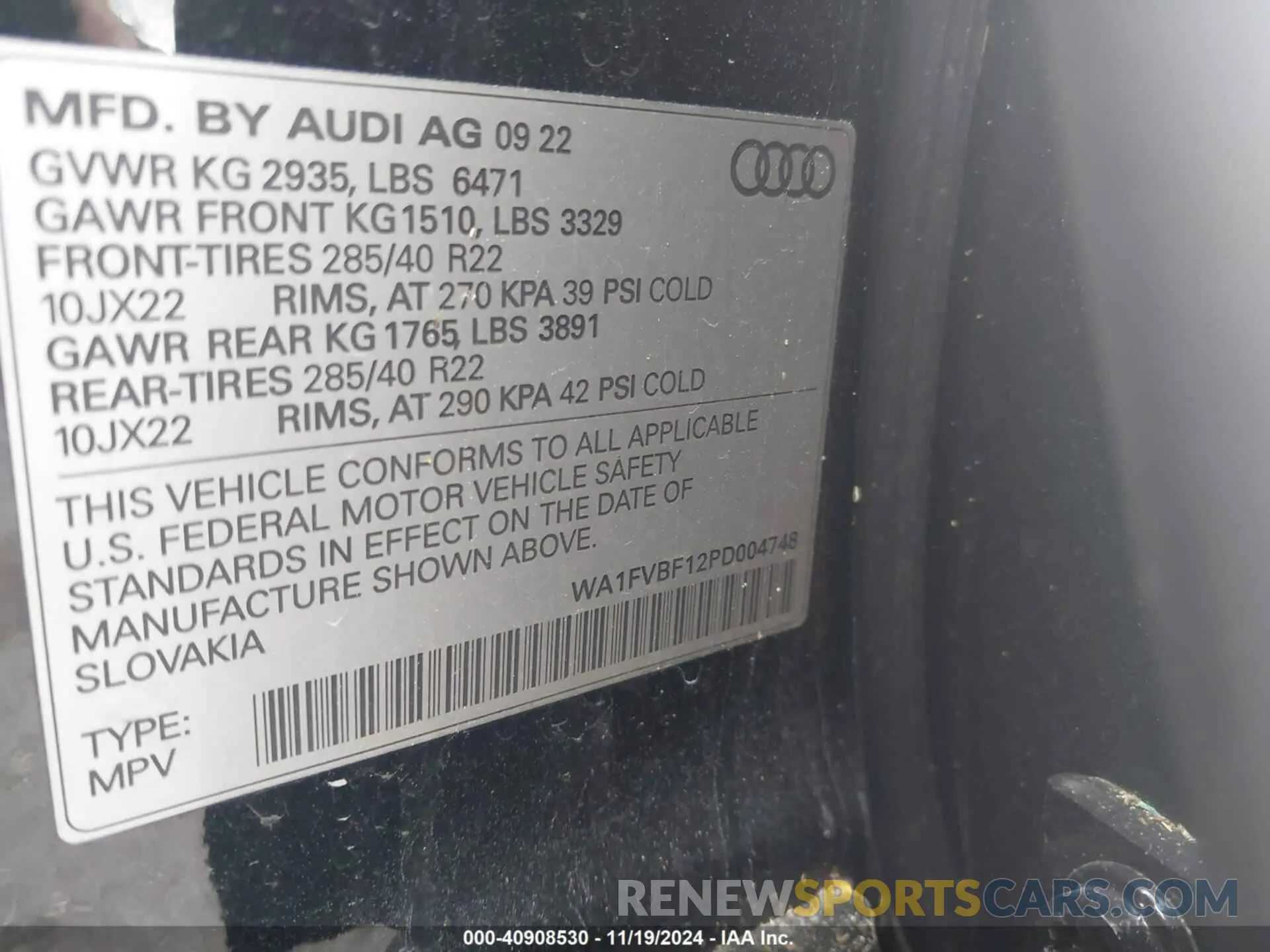9 fotografías del automóvil dañado WA1FVBF12PD004748 AUDI Q8 2023