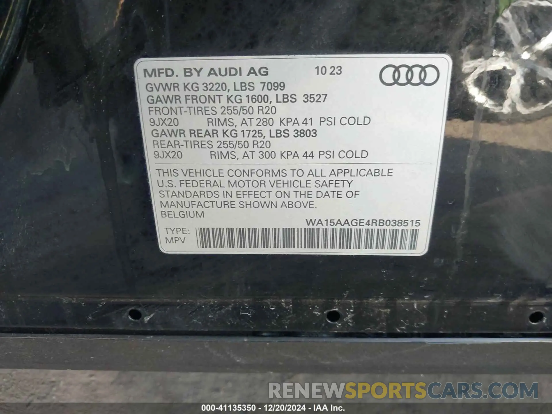 8 fotografías del automóvil dañado WA15AAGE4RB038515 AUDI Q8 E-TRON 2024
