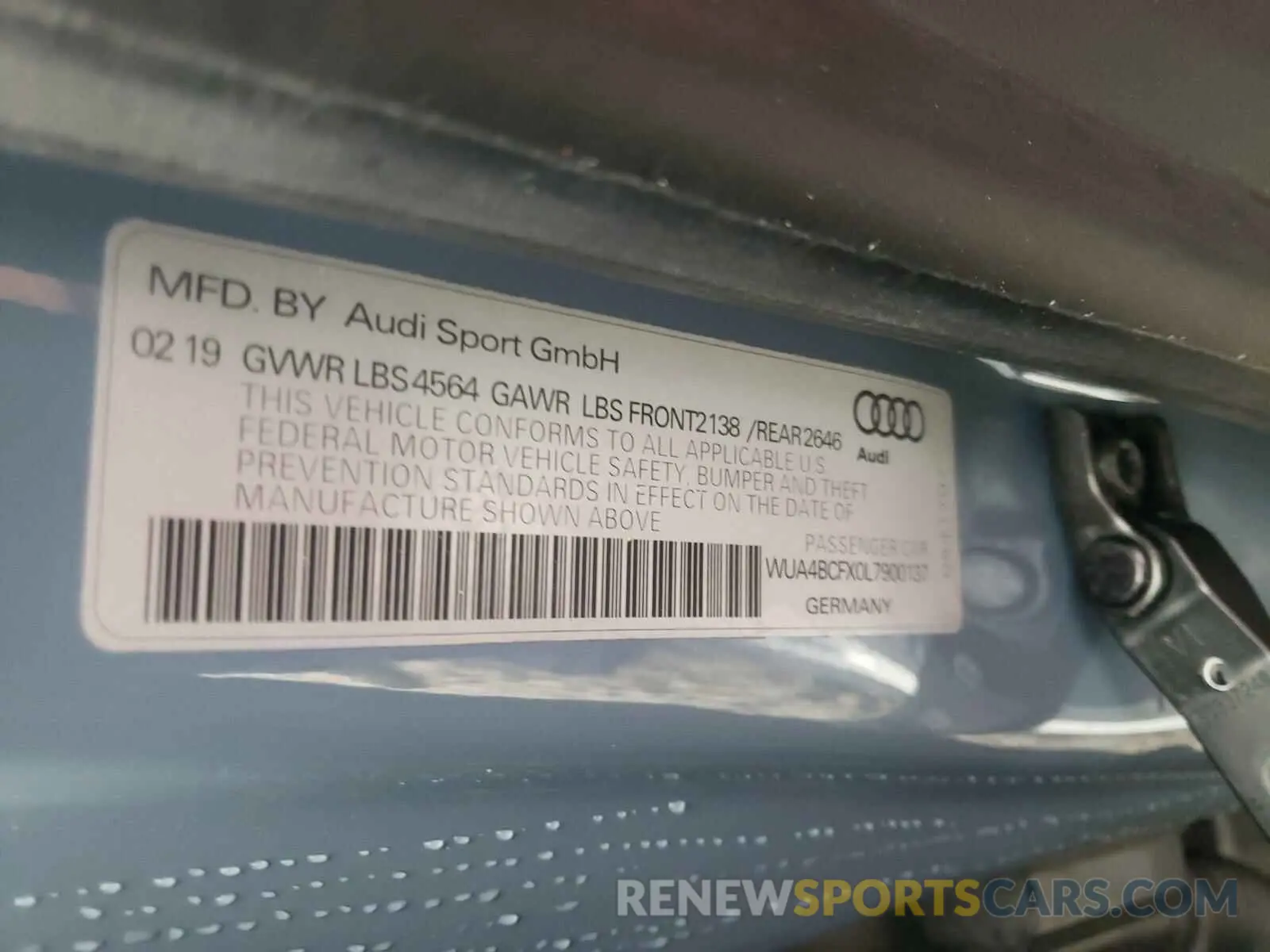 10 fotografías del automóvil dañado WUA4BCFX0L7900137 AUDI R8 2020