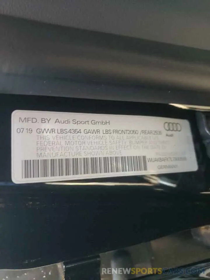 10 fotografías del automóvil dañado WUAKBAFX7L7900566 AUDI R8 2020