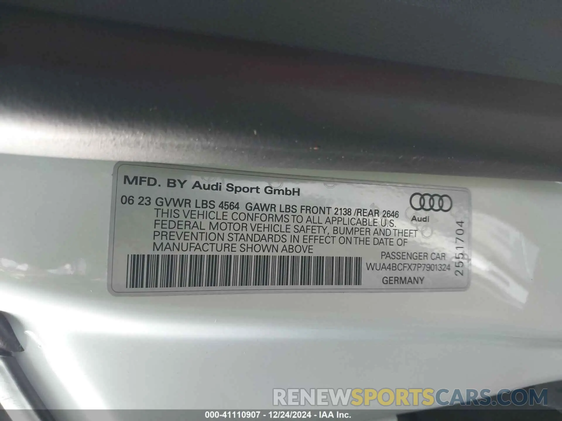 9 fotografías del automóvil dañado WUA4BCFX7P7901324 AUDI R8 SPYDER 2023