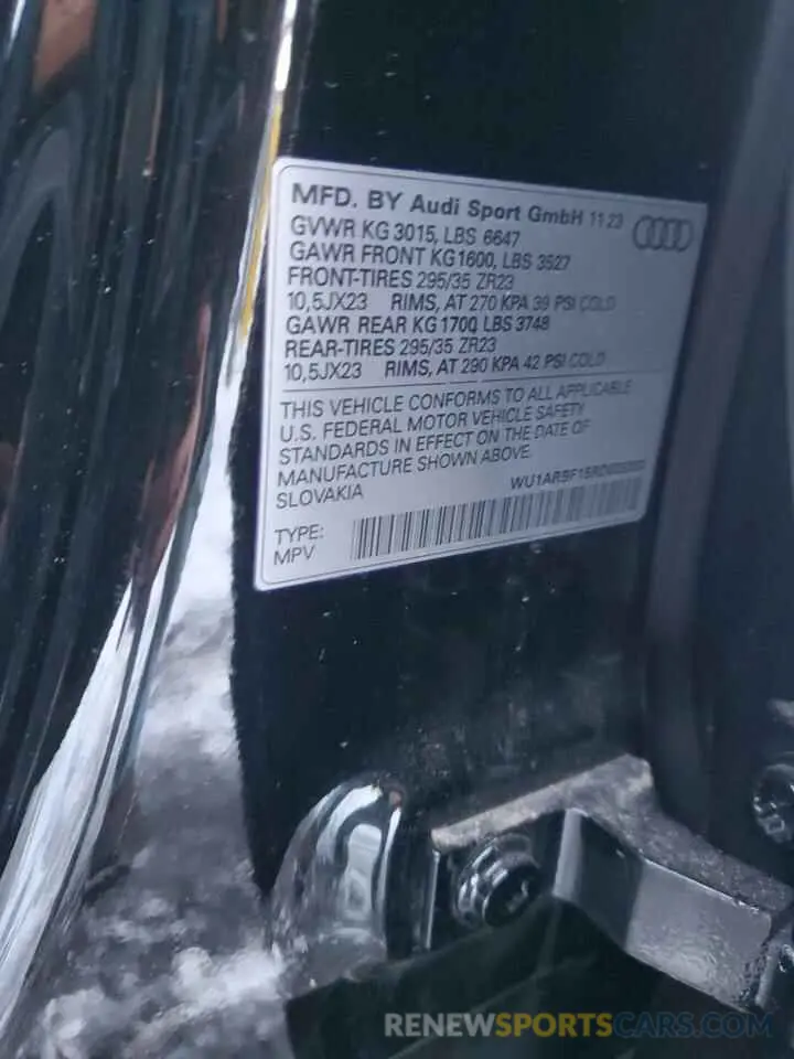 13 fotografías del automóvil dañado WU1ARBF15RD003202 AUDI RS 2024
