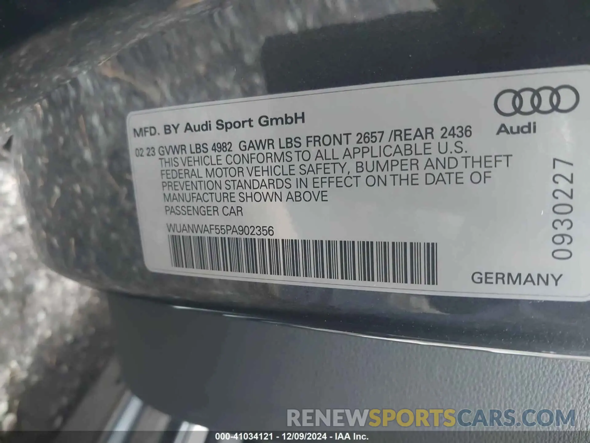 9 fotografías del automóvil dañado WUANWAF55PA902356 AUDI RS 5 COUPE 2023