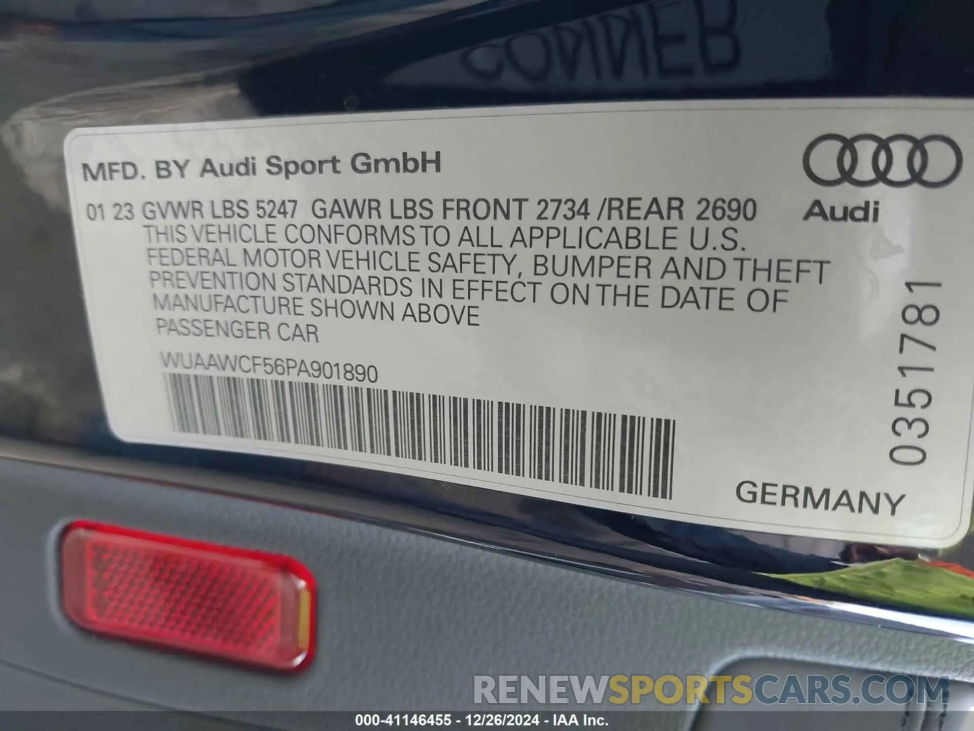 9 fotografías del automóvil dañado WUAAWCF56PA901890 AUDI RS 5 SPORTBACK 2023