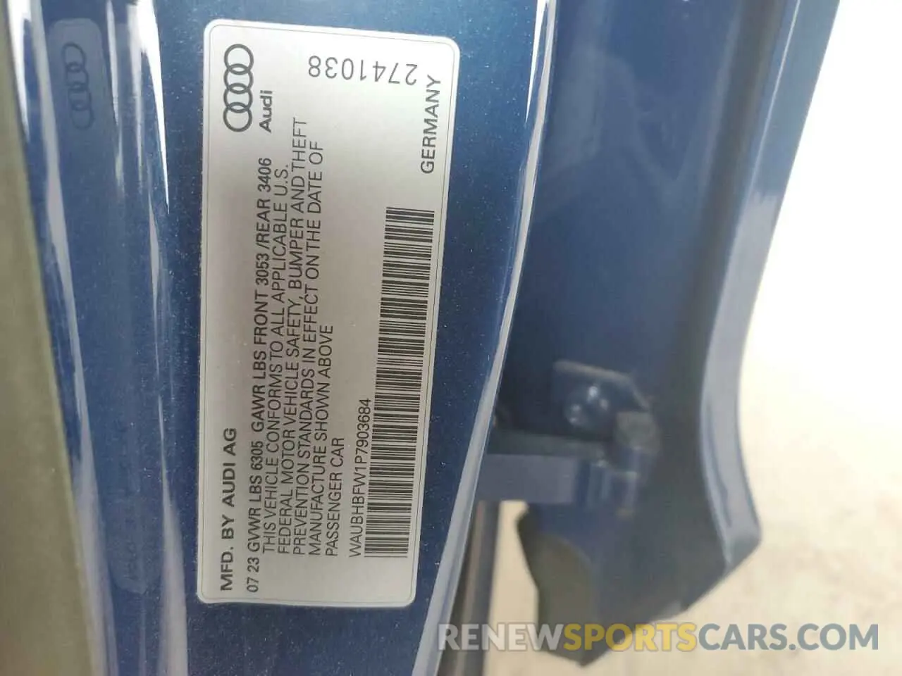 13 fotografías del automóvil dañado WAUBHBFW1P7903684 AUDI RS E-TRON 2023