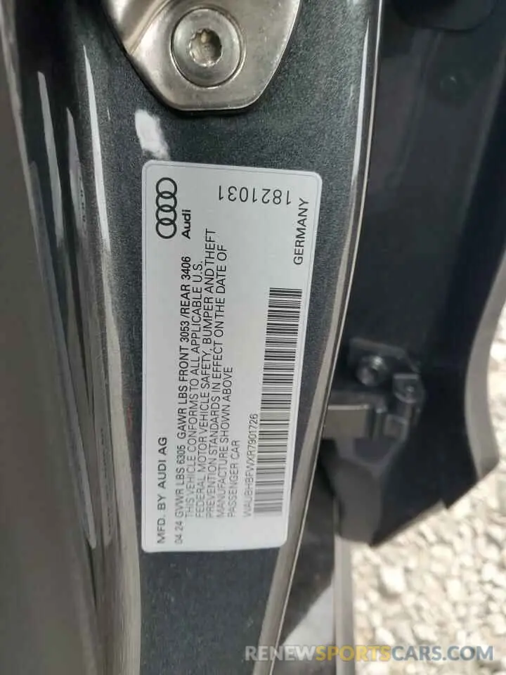 12 fotografías del automóvil dañado WAUBHBFWXR7901726 AUDI RS E-TRON 2024