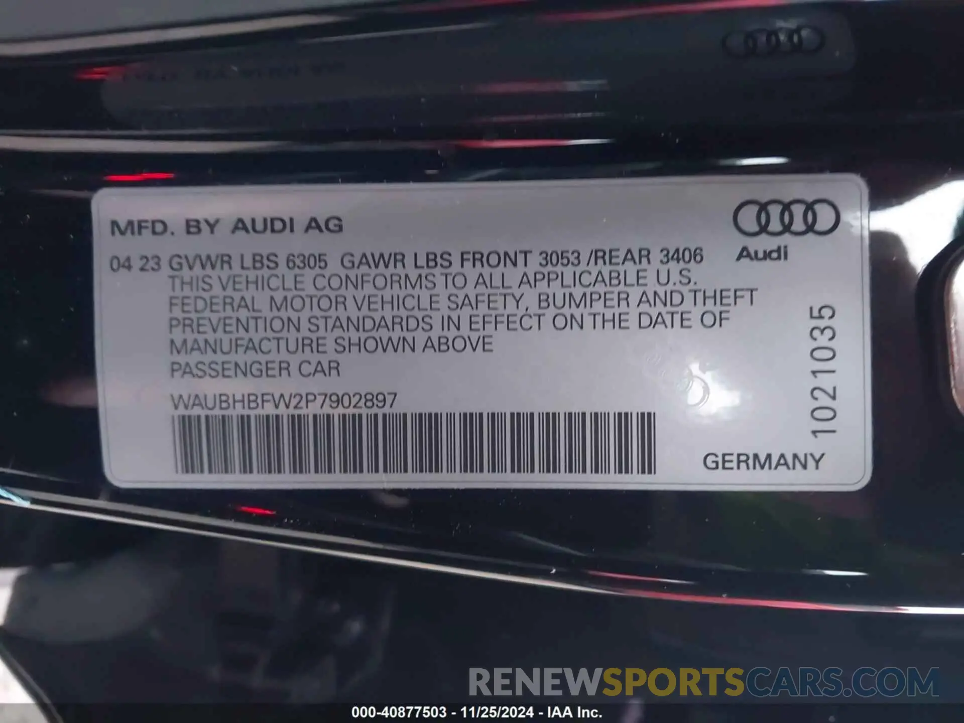 9 fotografías del automóvil dañado WAUBHBFW2P7902897 AUDI RS E-TRON GT 2023