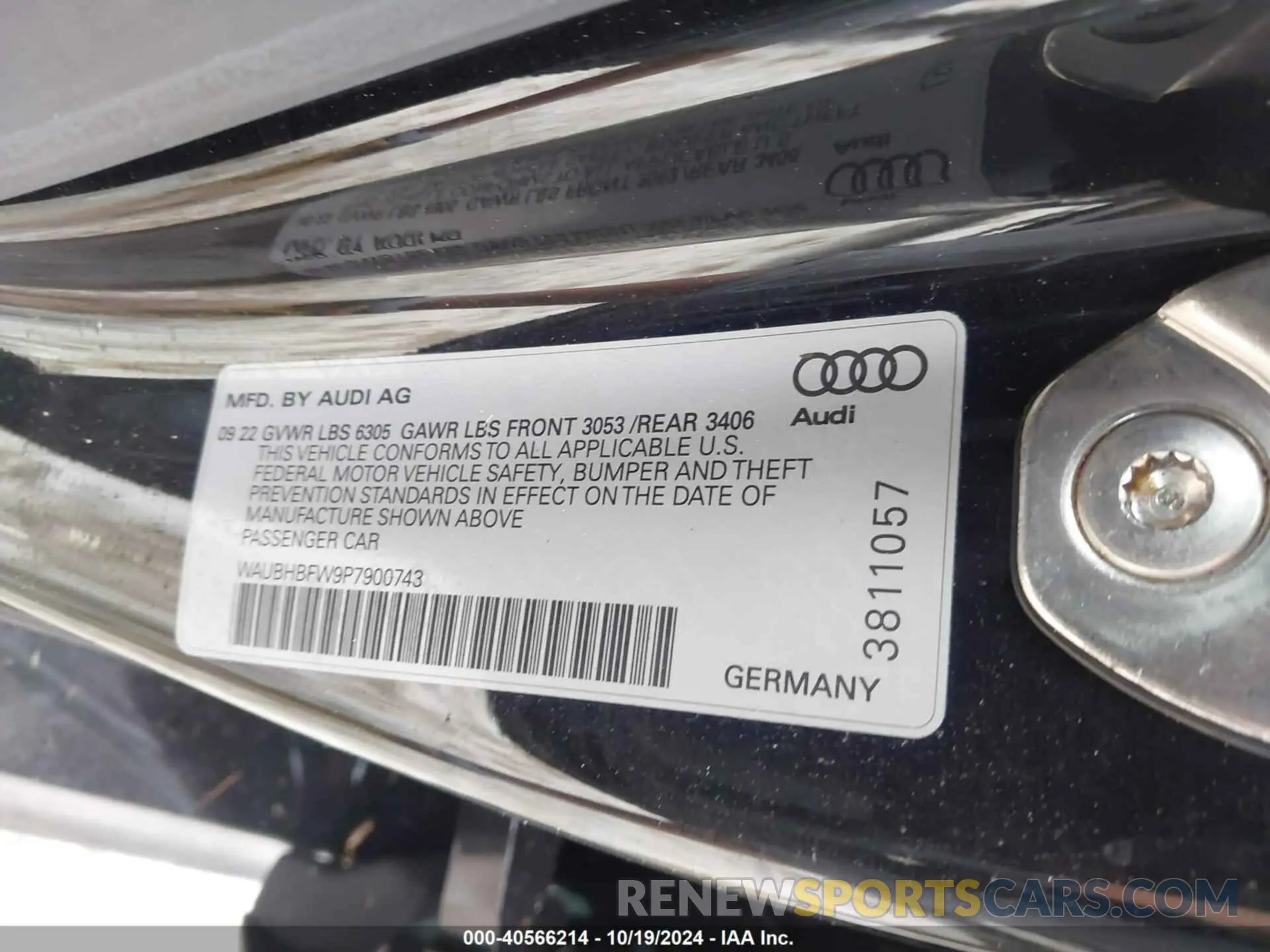 9 fotografías del automóvil dañado WAUBHBFW9P7900743 AUDI RS E-TRON GT 2023