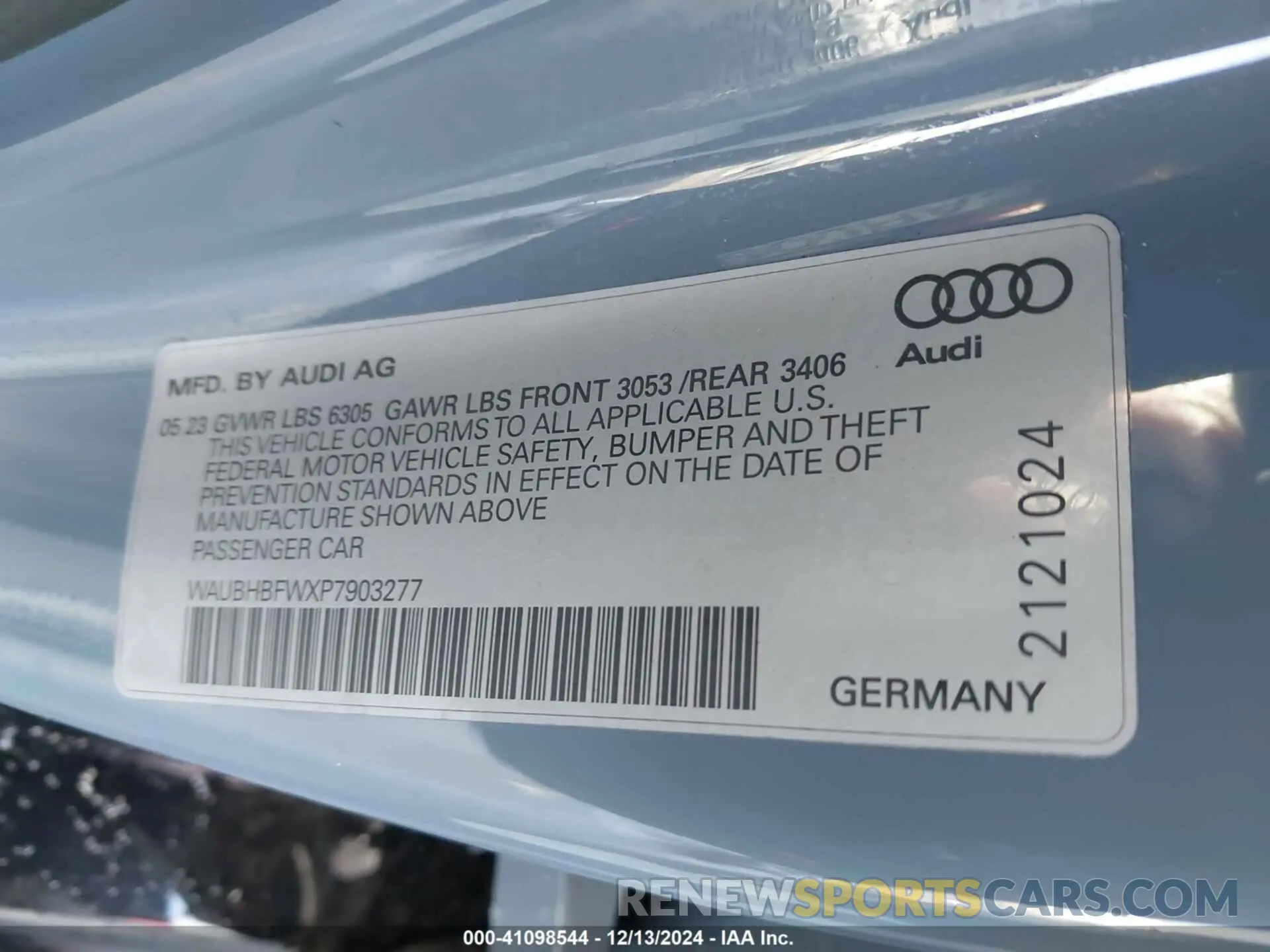 9 fotografías del automóvil dañado WAUBHBFWXP7903277 AUDI RS E-TRON GT 2023