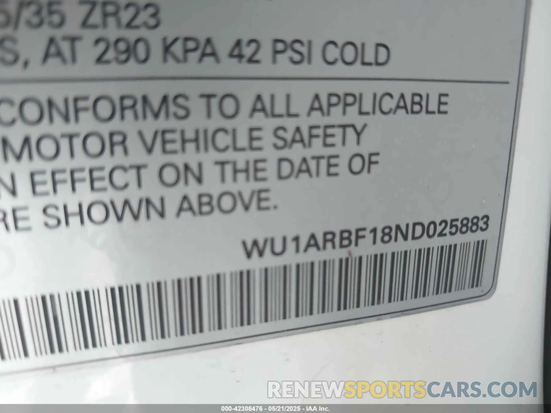 9 fotografías del automóvil dañado WU1ARBF18ND025883 AUDI RS Q8 2022
