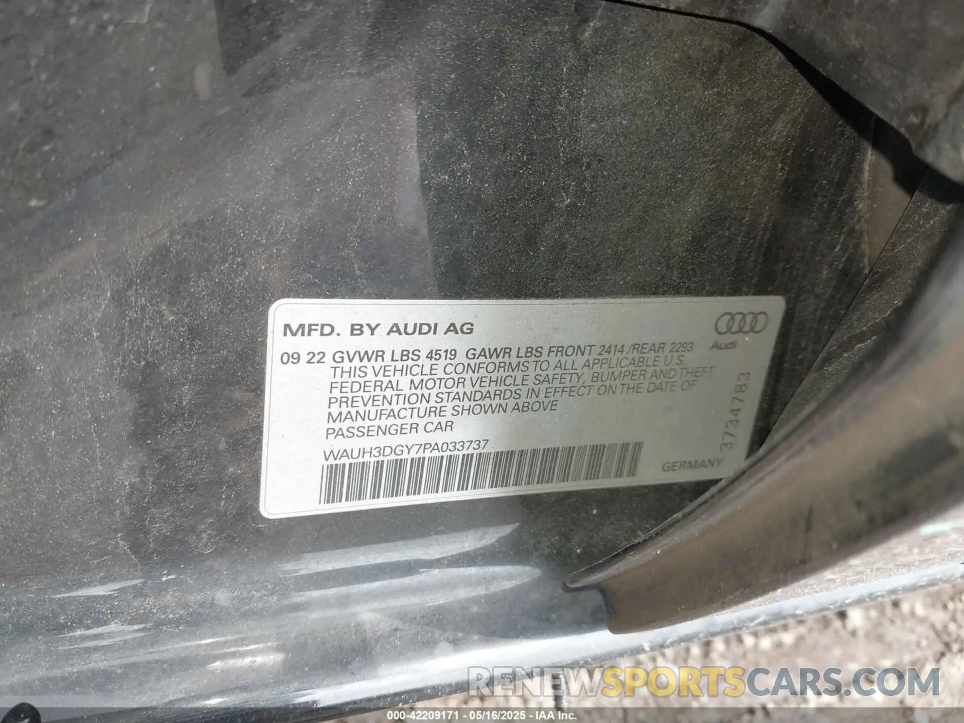 9 fotografías del automóvil dañado WAUH3DGY7PA033737 AUDI S3 2023