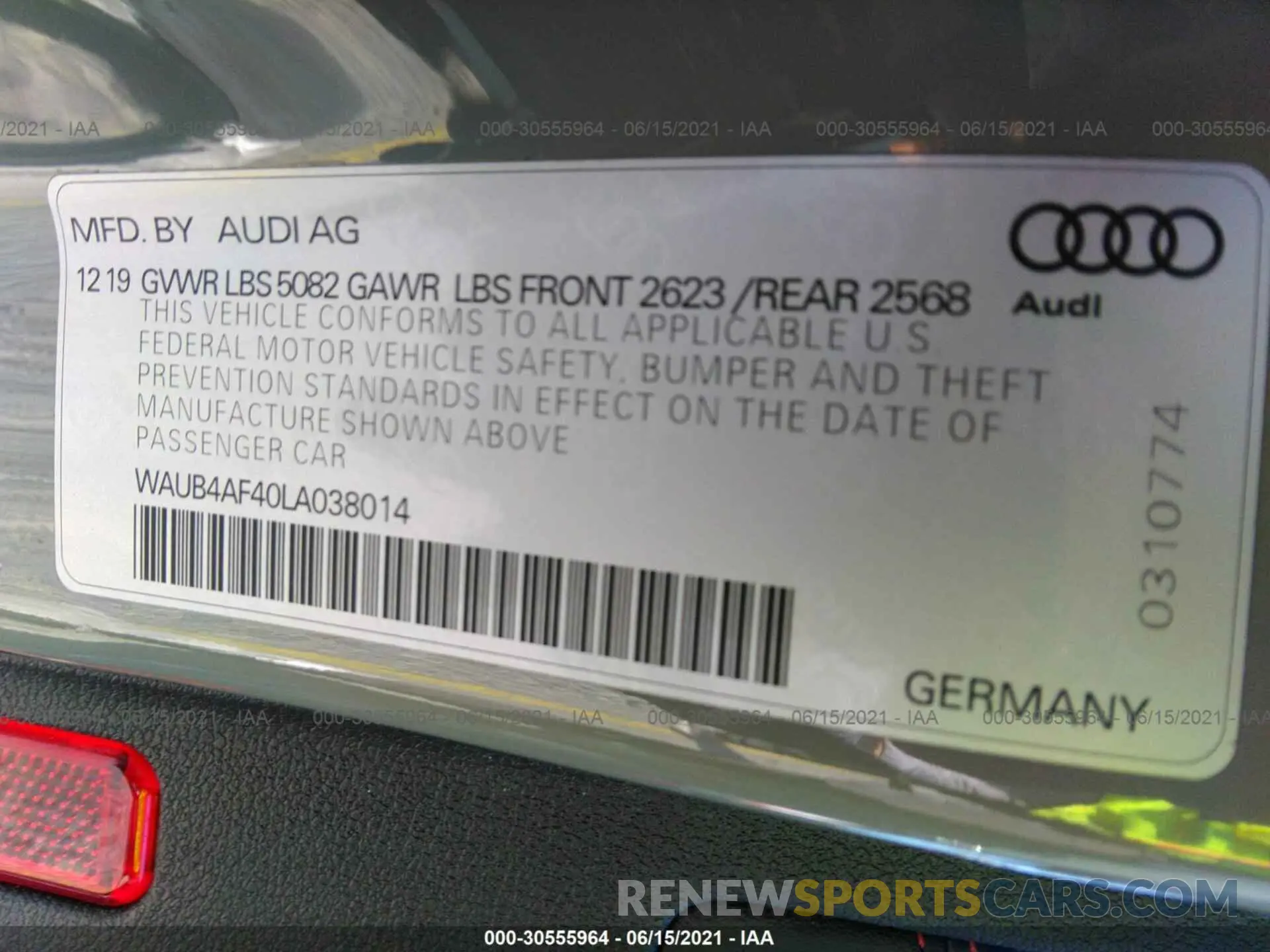 9 fotografías del automóvil dañado WAUB4AF40LA038014 AUDI S4 2020