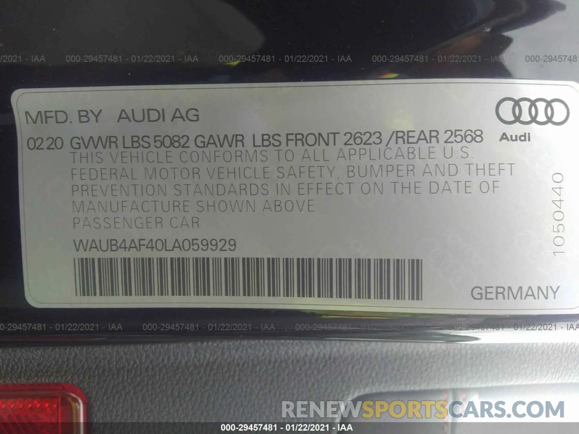 9 fotografías del automóvil dañado WAUB4AF40LA059929 AUDI S4 2020