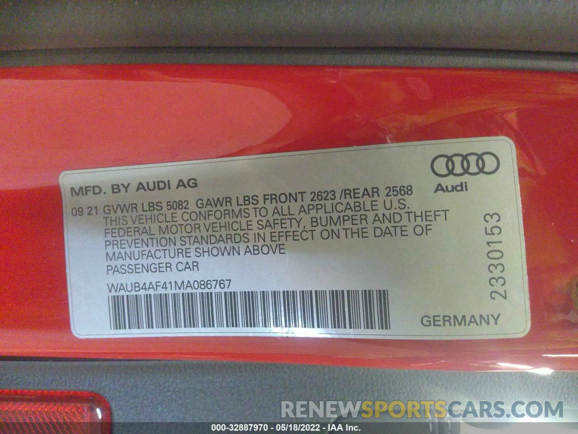 9 fotografías del automóvil dañado WAUB4AF41MA086767 AUDI S4 2021