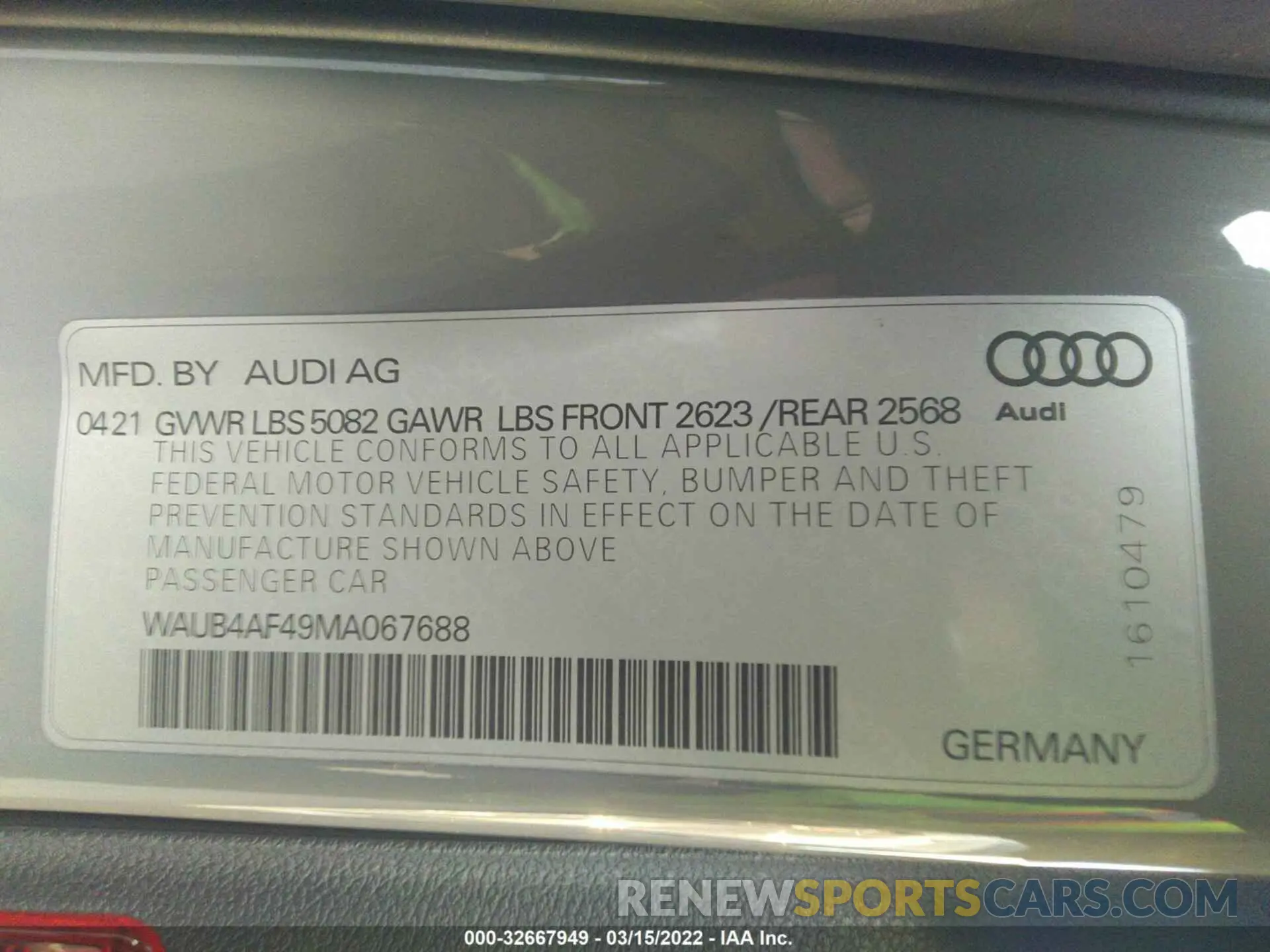 9 fotografías del automóvil dañado WAUB4AF49MA067688 AUDI S4 2021