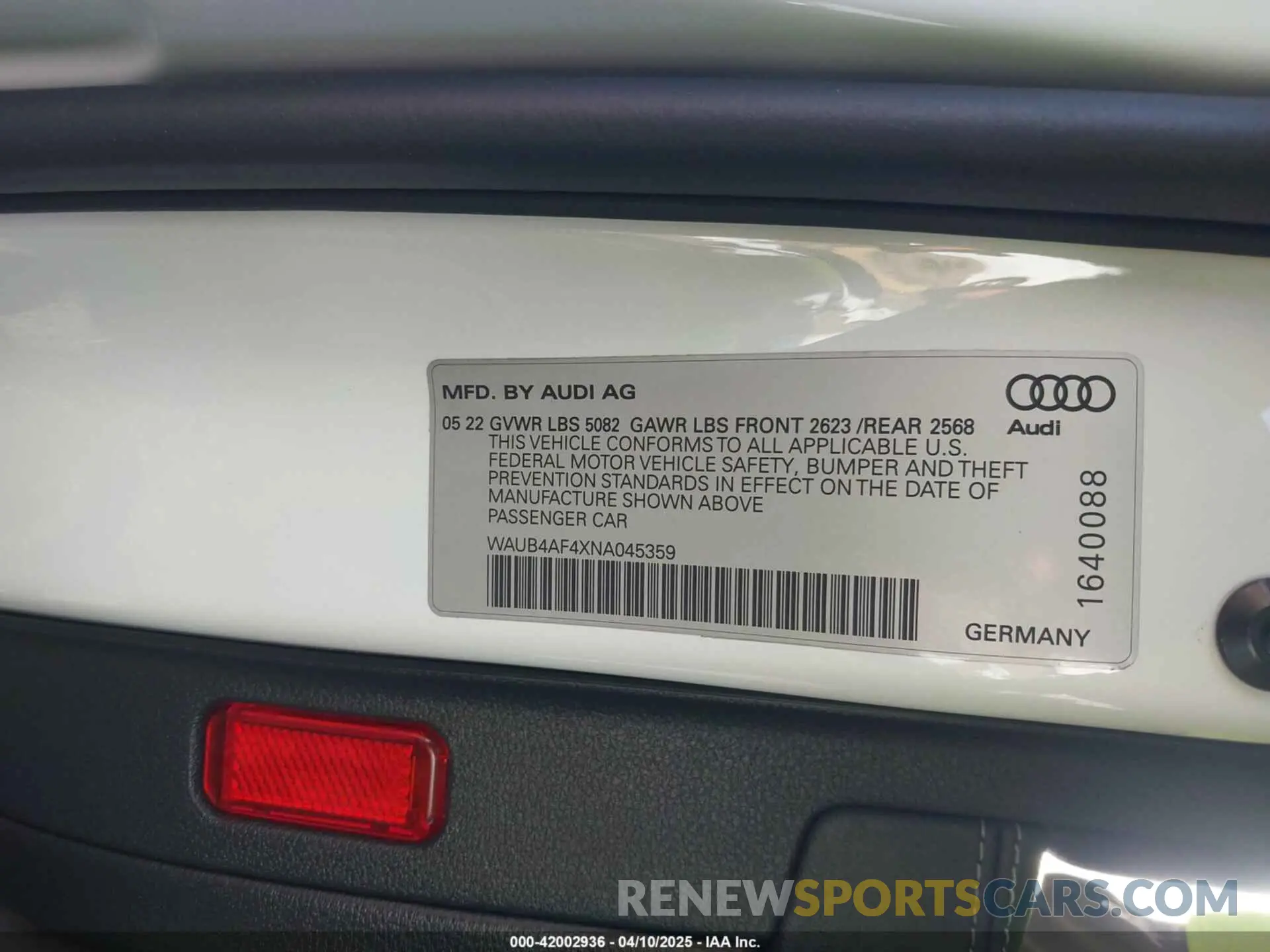 9 fotografías del automóvil dañado WAUB4AF4XNA045359 AUDI S4 2022